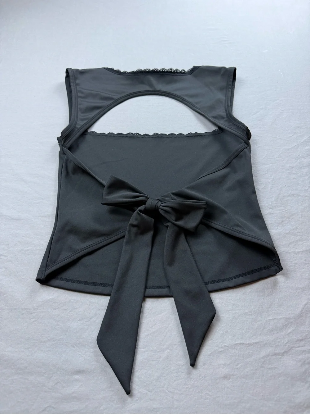 Edikted Black Bow-Back Tank Top